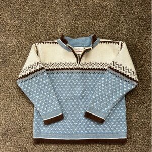 Hanna Andersson Blue and Cream Patterned Sweater